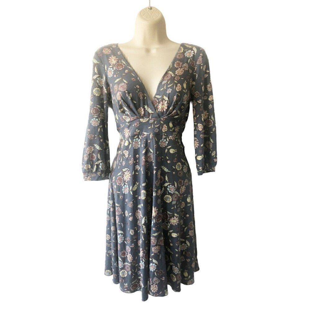 Free People For Anthropologie Gray Floral Dress
